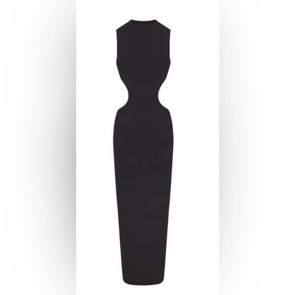 SKIMS Cut Out Open Back Long Dress - Size Medium, Onyx - NWT! Sold out! - Picture 2 of 11